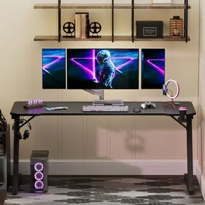 Ergonomic Gaming Computer Desk Black / 75cm H x 160cm W x 70cm D