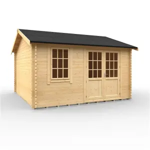 14ft x 14ft (4150mm x 4150mm) Horsforth "The Tallahassee Plus" 44mm Log Cabin With 1 Window