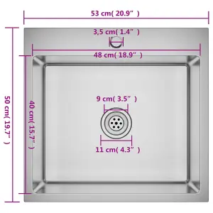 vidaXL Handmade Kitchen Sink Stainless Steel