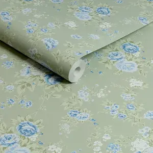 Shabby Chic by Rachel Ashwell Wild Flower Sage Floral Wallpaper