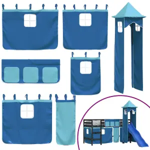 Berkfield Kids' Loft Bed with Tower without Mattress Blue 90x200 cm