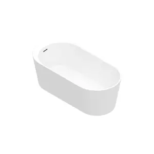 GoodHome Huron Gloss White Acrylic Single-ended Oval Freestanding Bath (L)1600mm (W)750mm