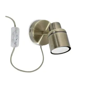 ValueLights Benton Gold IP44 Wall Light with Cable Plug