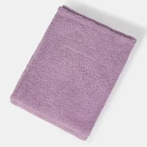 Brentfords Teddy Fleece Blanket Large Throw Over Bed, Lilac - 150 x 200cm