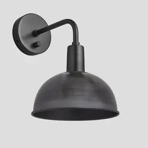 Industville Sleek Dome Wall Light, 8 Inch, Pewter, Pewter Holder