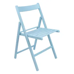 Harbour Housewares - Beech Folding Chair - Denim Blue