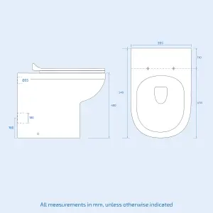 Nes Home Back to Wall Rimless White Ceramic Toilet Pan with Soft Closed Seat