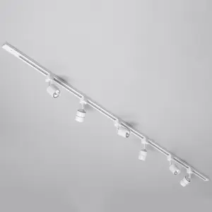 Litecraft Soho White 6 Head 2m Straight Kitchen Ceiling Light with LED Bulbs