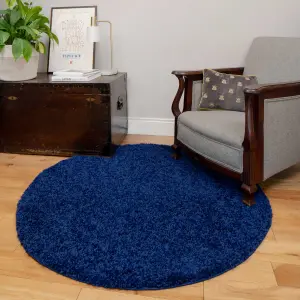 Soft Value Navy Blue Shaggy Area Rug 135x135cm