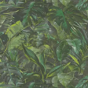 Erismann Tropical Palm Leaf Leaves Jungle Wallpaper Vinyl Botanical Greenery Green 10081-07