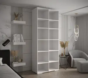 Elegant White Inova I Hinged Door Wardrobe W1000mm H2370mm D470mm - Versatile Storage with Vertical Gold Handles