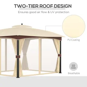 Outsunny 4 x 3(m) Patio Gazebo Garden Canopy Shelter with Double Tier Roof