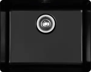 Clearwater Avola Ceramic Black Satin Kitchen Sink Single Bowl Undermount - AVOU500BL + Waste Kit