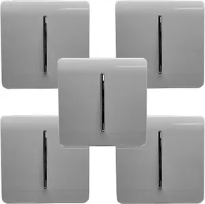 Trendi Modern 1 Gang 1 or 2 way Screwless Rocker Light Switch in Light Grey (Pack of 5)