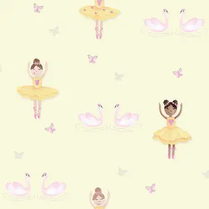 Holden Décor Yellow Glitter effect Ballerina Smooth Wallpaper Sample