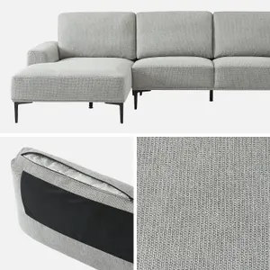 sweeek. 3-seater fabric and metal sofa left-hand corner Atlanta Light Grey 134x260x84 cm