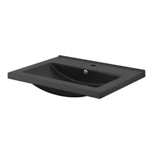 GoodHome Nira Matt Black Rectangular Vanity Basin (W)61.3cm