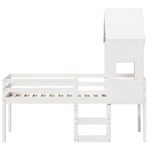 Berkfield High Sleeper Bed without Mattress White 90x190 cm Single Solid Wood Pine