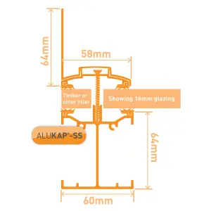 Alukap SS AKSS310W White Aluminium Low profile Glazing bar, (L)3m (W)60mm (T)140mm