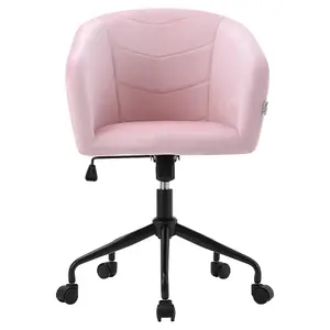 Pink Velvet Swivel Ergonomic Home Office Chair