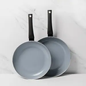 2pc Ceramic Non-Stick Eco Frying Pan Set with 2x Induction-Safe Frying Pans, 26cm and 28cm