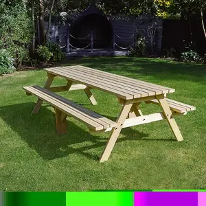 Oakham 8ft Picnic Bench - L244 x W140 x H72.5 cm - Light Green