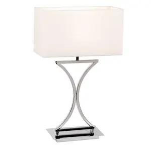 Luminosa Epalle Table Lamp Chrome, White Tc Fabric, E14