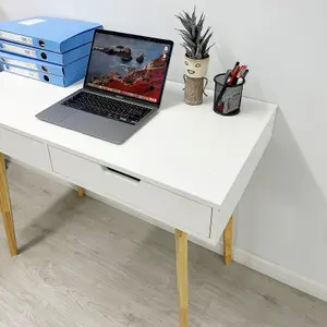 Wooden Computer Desk Dressing Table Home Office Study Bedroom With Drawers White