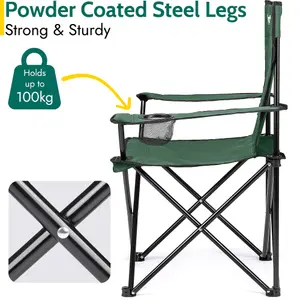 Folding Camping Chair Lightweight Portable With Cup Holder Fishing Outdoor Green Trail