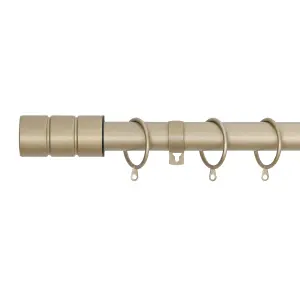 A.Unique Home Plain Barrel Metal Extendable Curtain Pole with Rings and Fittings (25/28mm) - Matte Gold, 70cm - 120cm  Approx