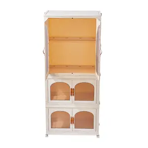 2-Tires Foldable Wardrobe and Storage Box Organizer with Wheels for Kids Room