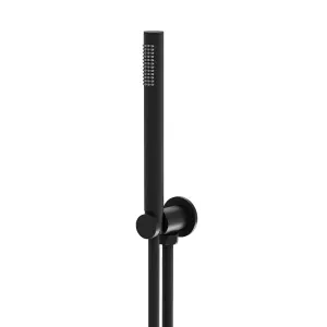 Emilia Matt Black Round Single Function Shower Handset with Holder