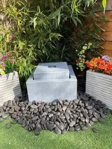 Zinc Cube Modern Metal Solar Water Feature