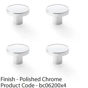 4 PACK - Slim Round Door Knob - Polished Chrome 38mm Modern Cupboard Cabinet Pull Handle