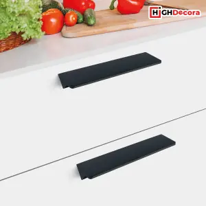 Highdecora Profile Pull Handle V Style for Furniture Wardrobe, Kitchen Cabinet, TV Unit, Drawer (1, Black)