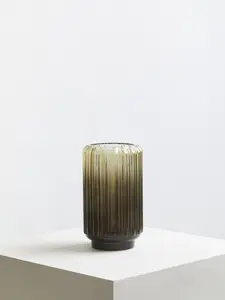 Interiors by Premier Durable Large Grey Ribbed Glass Vase, Robust Pottery Vase, Contemporary Design Glass Vase For Flowers