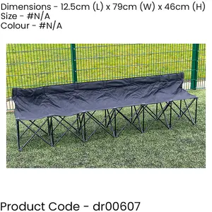 2.6m Portable 6 Seater Folding Bench -Football Sports Outdoor Spectator Seating