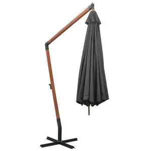 Berkfield Hanging Parasol with Pole Anthracite 3.5x2.9 m Solid Fir Wood