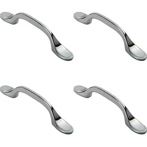 4x 128mm Shaker Style Cabinet Pull Handle 76mm Fixing Centres Polished Chrome