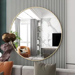 Jobu Home - Rei, Large Round Gold Metal Circle Mirror - 90cm x 90cm