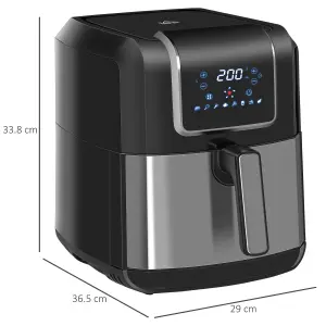 HOMCOM Air Fryer 1700W 6.5L with Digital Display Timer for Low Fat Cooking