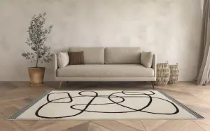 GoodHome Chios White Medium Rug, (L)170cm x (W)120cm