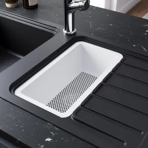 GoodHome Romesco Black Granite 1.5 Bowl Sink & drainer 515mm x 1050mm