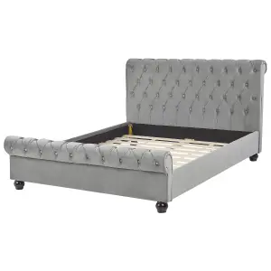 Velvet EU Double Bed Light Grey AVALLON