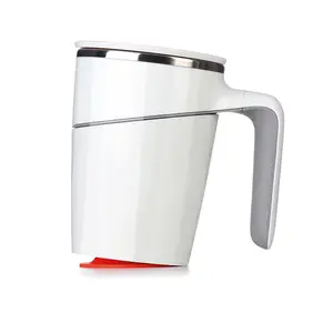 White Spill Resistant Mug - Non-Tip Vacuum Cup with Stainless Steel Double Walled Insulated Interior & Fitted Lid - 450ml Capacity