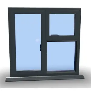 1145mm (W) x 1045mm (H) Aluminium Flush Casement Window - 1 Opening Window (LEFT) - Top Opening Window (RIGHT) - Anthracite