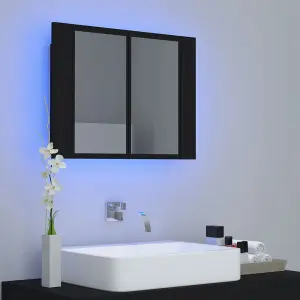 Berkfield LED Bathroom Mirror Cabinet Black 60x12x45 cm