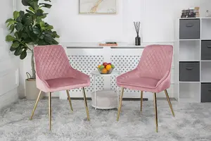 Hamilton - Dining x2 Chair in Velvet - (Pink)