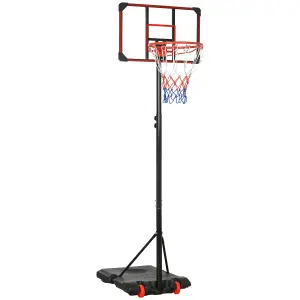 SPORTNOW Adjustable Basketball Hoop and Stand w/ Wheels, 1.8-2.1m, Red