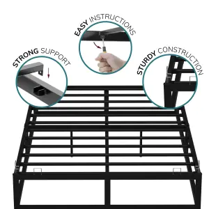 House of Home King Bed Frame Extra Strong Platform Black Metal Frame Bedroom Easy Build